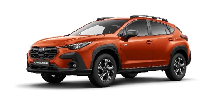 La Subaru Crosstrek in colorazione Sun Blaze Pearl che sarà esposta all’interno del campo centrale